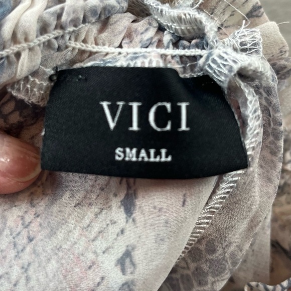 VICI Boho Snake Print Sheer Smocked Blouse Top Small - Picture 3 of 14